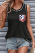 Contrast Stitch Sequin Star Stripe Pocket Tank Top