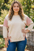 Striped Pattern Patchwork Bow Bracelet Sleeve Top
