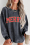 Festive Graphic Corded Texture Oversized Pullover Sweatshirt