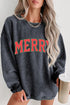 Festive Graphic Corded Texture Oversized Pullover Sweatshirt