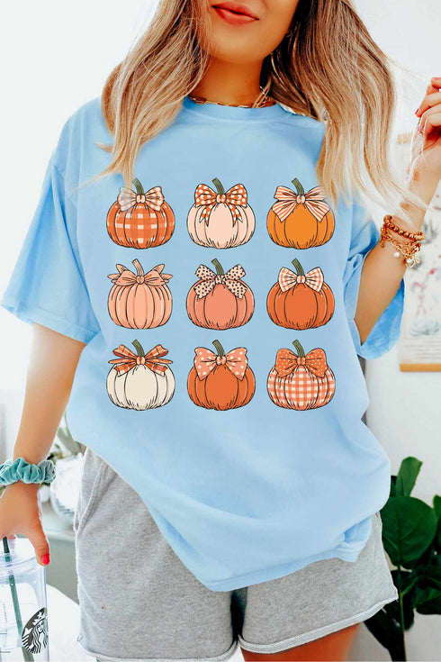 Multiple Pumpkin Print Graphic Pattern Statement Tee