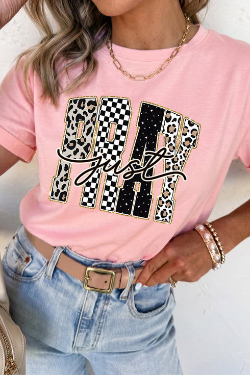 Just Pray Lettering High Stretch Faith Graphic Tee