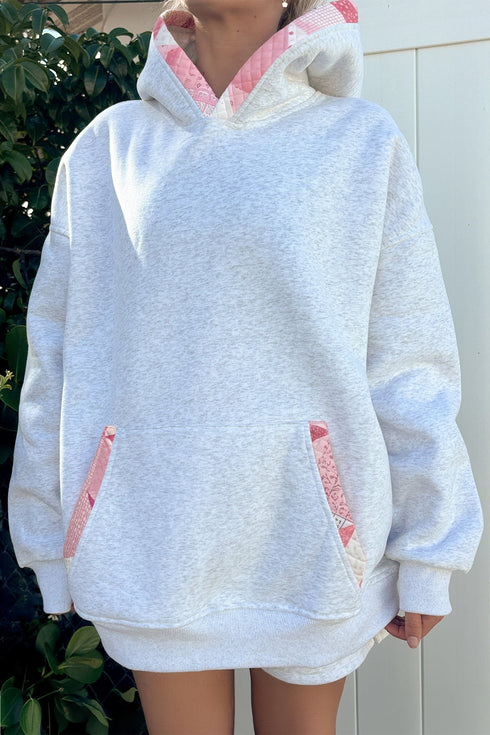 Equal Polyester Cotton Blend Patchwork Oversized Hoodie