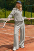 Zip Sailor Collar Pullover Seam Detail Athleisure Pant Set