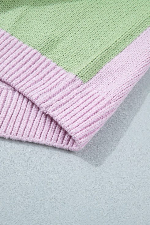 Patchwork V Neck Drop Shoulder Knitwear Cardigan