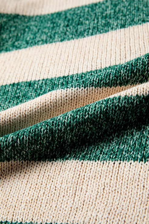 Polyester Striped Pattern Drop Shoulder Pullover Sweater