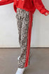 Denim Leopard Print Patchwork Elastic Waist Jeans