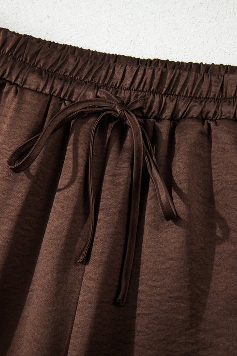 Braided V Neck Long Sleeve Wide Leg Pant Set