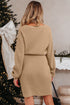 Pearl Embellished Keyhole Blouson Knit Sweater Dress