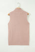 Split Hem High Neck Sleeveless Shift Sweater Vest