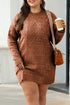 Long Sleeve Cable Knit Crew Neck Sweater Dress