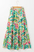 Bohemian Abstract Print High Waist Tiered Maxi Skirt
