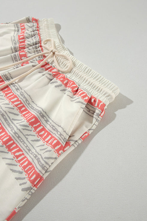 Western Bohemian Striped Pattern Casual Tank Short Sets