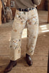 Denim Retro Floral Print Relaxed Barrel Jeans