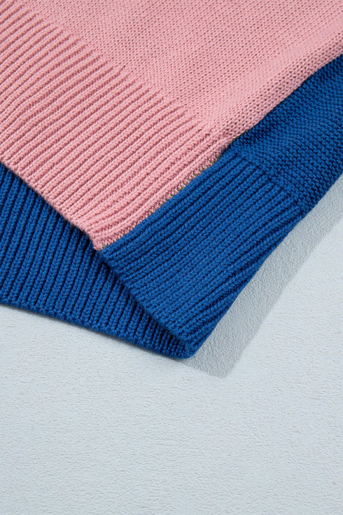 Western Patchwork Striped Long Sleeve Pullover Sweater