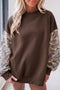 Camouflage Sleeve Crew Neck Baggy Pullover Sweatshirt