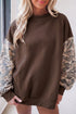 Camouflage Sleeve Crew Neck Baggy Pullover Sweatshirt