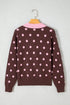 Polka Dot Pattern Collared Loose Pullover Sweater