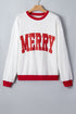 Letter Graphic Waffle Knit Textured Trim Slogan Pullover Sweatshirt