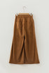 Elastic Waist Wooden Button Placket Ankle Length Wide Leg Pants