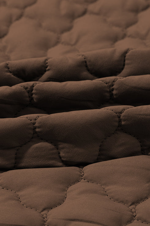 Flower Shape Quilted Snap Button Zip Up Vest