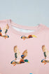 Western Print Drop Shoulder Long Sleeve Sweatshirt