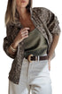 Abstract Camo Print Raw Hem Long Sleeve Collared Jacket