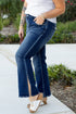 High Waist Side Slit Flare Casual Denim Bottoms