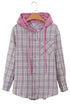 Southern Belle Checkered Plaid Loose Fit Hooded Shacket