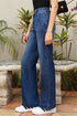 Double Button Zip Fly Wide Straight Leg Jeans