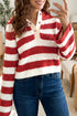 Striped V Neck Long Sleeve Shift Sweater