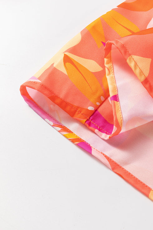 Abstract Print Ruffled Sleeve A Line Mini Dress