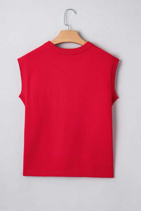 Yeehaw Graphic Sleeveless Crew Neck Knit Sweater