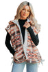 Geometric Print Fleece Metal Button Placket Shift Silhouette Vest