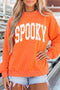 Polka Dot Letter Print Mock Neck Baggy Pullover Sweatshirt