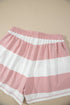 Striped Half Zip Bracelet Sleeve Seam Detail Short Set