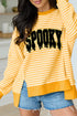 Spooky Slogan Stripe Split Hem Long Sleeve Sweatshirt