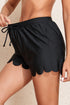 Scalloped Hem Drawstring Waist Pull On Shorts