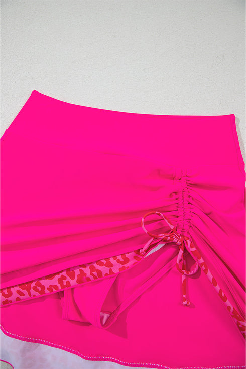 Leopard Print Asymmetrical Strap Swim Tankini Top