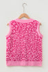 Leopard Print Knit Sleeveless Regular Sweater Vest