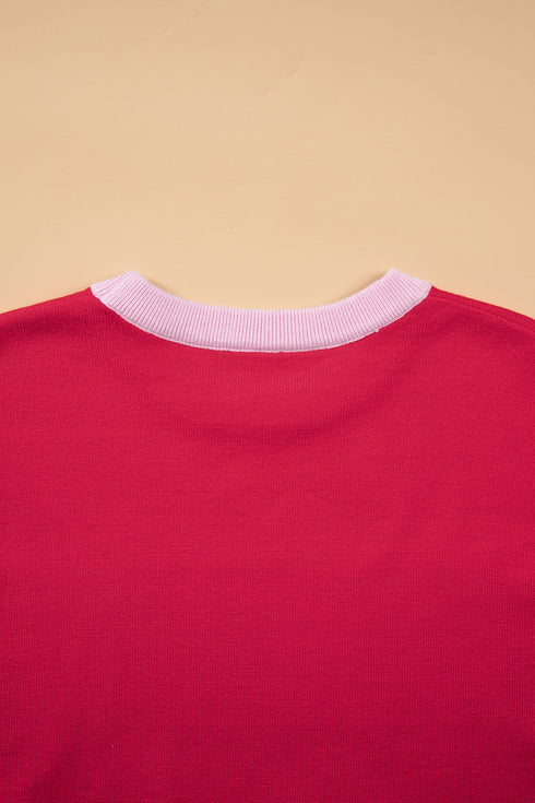 Drop Shoulder Round Neck Letter Print Sweater