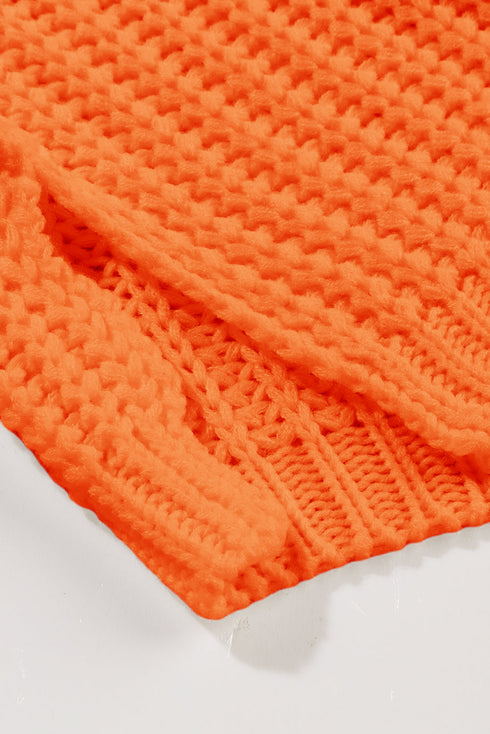 Ribbed Knit Round Neck Slouchy Chunky Sweater