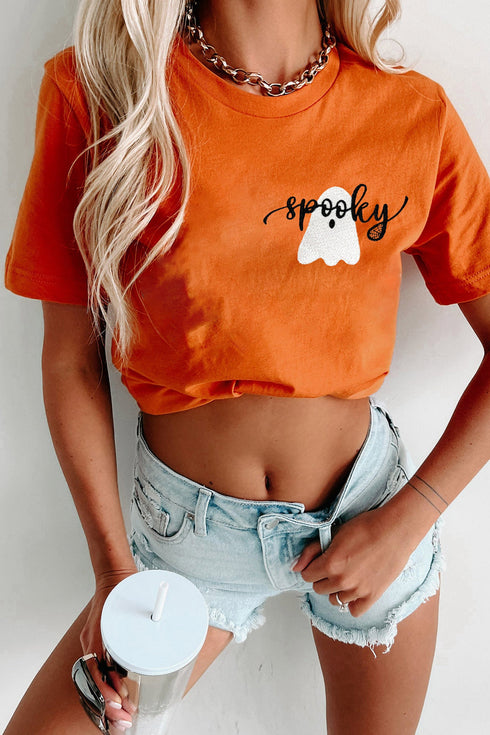 Polyester Cotton Blend Embroidered Ghost Graphic Tee