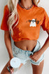 Embroidered Spooky Ghost Threadwork Detail Graphic Tee