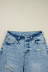 Distressed Ripped Raw Hem Casual Straight Jeans