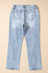 Distressed Frayed Slim Fit High Waist Denim Jeans