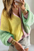Patchwork V Neck Drop Shoulder Knitwear Cardigan