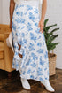 Bohemian Floral Print High Waist Ruffle Split Maxi Skirt