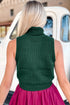 High Neck Sleeveless Embroidered Knit Sweater Vest
