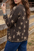 Polyester Stars Pattern Long Sleeve Shift Cardigan